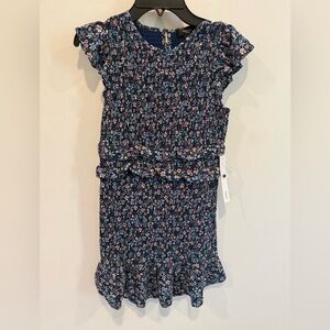 Aqua Floral Dress with Blue and Pink Hues